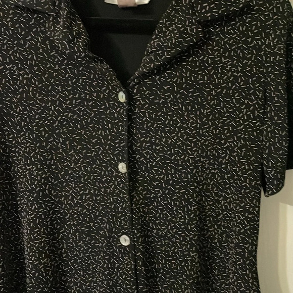 Vintage Ronni Nicole black & white button down with shoulder pads sz large (16) - Picture 7 of 7